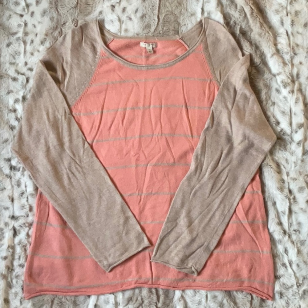 Sonoma coral and tan striped sweater